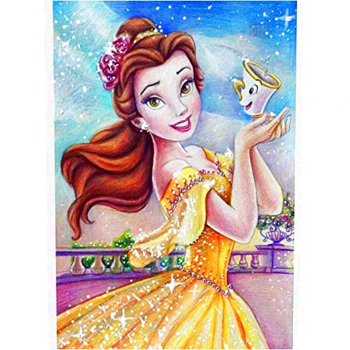 BETTER SELECTION DIY 5D Diamond Art Arts for Adults, Princess Belle Beautiful Princess Full Drill Diamond Embroidery Kit Home Office Wall Art Decor Paint by Numbers 15.7x19.6 inches