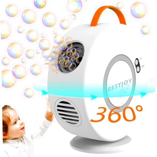 BestJoy Rechargeable Bubble Machine for Kids Toddlers 1-3, Automatic Rotating Bubble Blower Maker, 2-4-5 Year Old Girl Boy Birthday Gifts Ideas, Electric Bubble Toys for Outdoor Parties, Rotatable 90°&360°