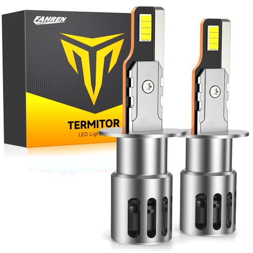 Termitor Latest H1 Bulbs, 60,000LM Brightness High Beam, 85000+ Hours Long Service Life, 6500K Cool White, Real 1:1 Halogen Size H1 Exterior Fog Light Bulbs, 3 Mins Plug N Play, Pack of 2
