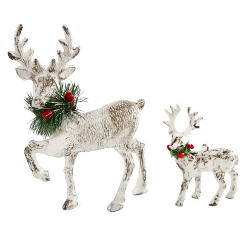 Athoinsu 2PCS 2023 Christmas Reindeer Figurine Decoration Table Tree Elk Ornaments Xmas for Holiday Party Supplies Set of 2 (Plastic)