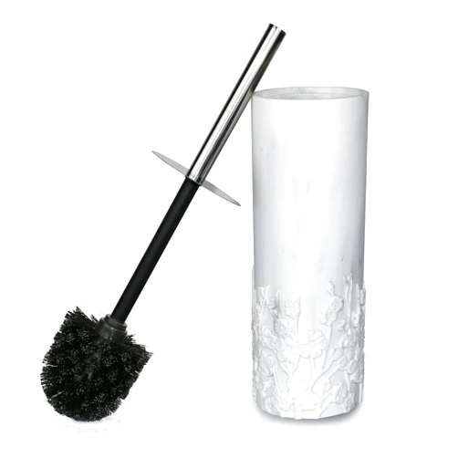 Indecor Home Marble Floral Design Toilet Brush and Holder Set for Bathroom, Stylish Design with Durable Bristles and Compact Storage