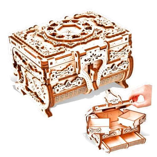 Varbertos 3D Wooden Puzzle Mechanical Treasure Box, Wood Creative Assembly Model Building Kits to Build for Adults and Teens, DIY Wooden Puzzle Hobbies Projects Gift for Women and Kids