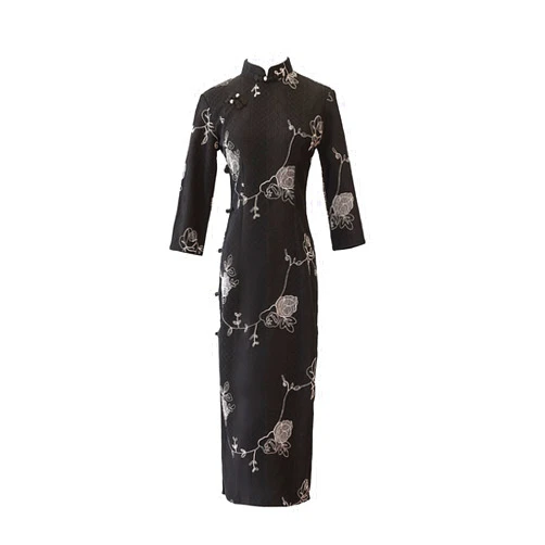 CBROOT Women's Cheongsam Dress -Traditional Style Clothes Flower Embroidery Three Quarter Sleeve Qipao Women Wedding
