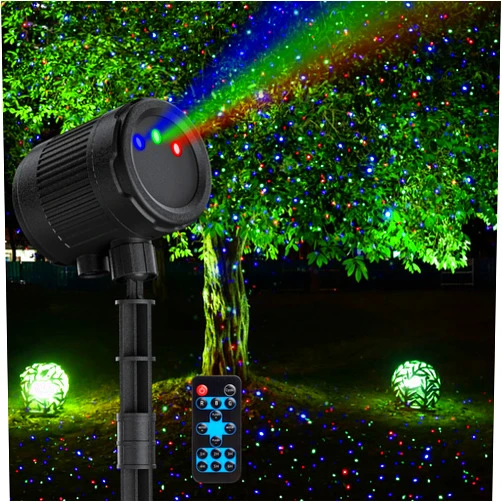 VanSmaGo Laser Christmas Projector Lights Outdoor, 3 Color Laser Light Projector, Firefly Lights Show with RF Remote, Waterproof, Indoor Holiday Decoration, Christmas Gift, Wedding, Home Decor, Party, Garden