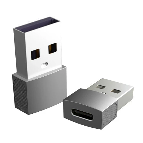Hichain Pack of 2 USB A to USB C OTG Adapter Gray, 480Mbps Data Sync Zinc Alloy Type A Male to USB 2.0 Type C Female Converter for Charger USB C Cable PC Laptop Flash Drive ADT-AAG2