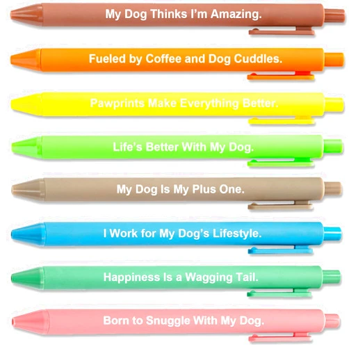 GIFTSFARM Dog Mom Gifts for Women, Funny 8 Colorful Ballpoint Pens with Cute Dog Lover Quotes - Pet Owner Stationery, Gift for Men Women