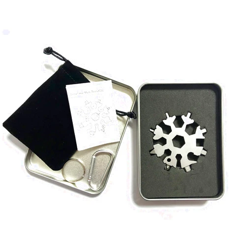 ArtTao 18-in-1 Snowflake Multi Tool, Wrench Multifunctional Tool Gadget Combination/Stainless Steel Snowflake Bottle Opener（Silver）