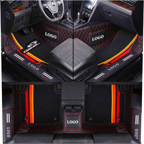 Muchkey Custom Double Layer car Floor mats Carpet for 95% Custom Style All Weather Protection Full car Floor mats (Color:Black Red)