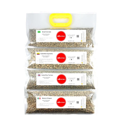 Roastika - Bundle 1 - Unroasted Coffee Bean - 4lb (pack of 4) - Sampler Pack - (BRAZIL CERRADO/COLOMBIA SUPREMO/COSTA RICA/MEXICO CHIAPAS HG EP) - Green Coffee Bean