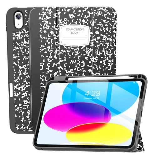 Soke for iPad 10th Generation Case 2022 10.9 Inch with Pencil Holder, [Premium Shockproof + Auto Sleep/Wake] with Soft TPU Back Cover, Slim Trifold Stand for A2696 A2757 A2777, New Book Black