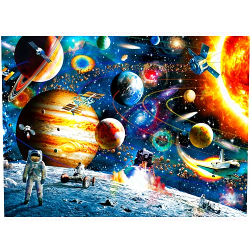 SiTimmGer Jigsaw Puzzles 500 Piece for Adults Space Traveler Solar System Exploration Galaxy Outer Astronaut Families Challenging Fun Pieces Fit Together Perfectly 14.5