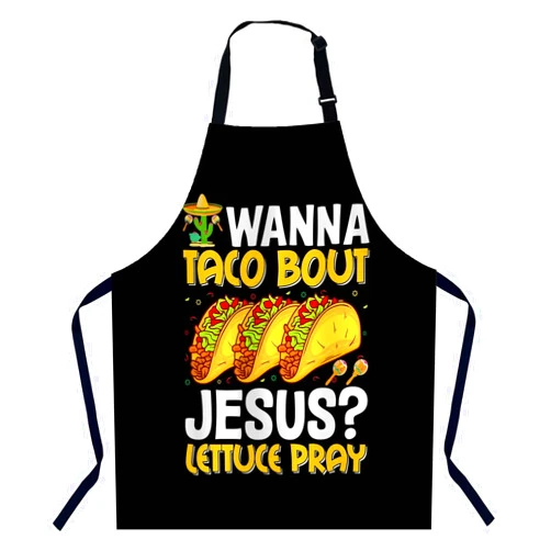 Xuwenz Wanna taco Bout Jesus Lettuce Pray Waterproof Apron Kitchen Chef Aprons Bibs for Grooming Cooking Baking Painting Gardening