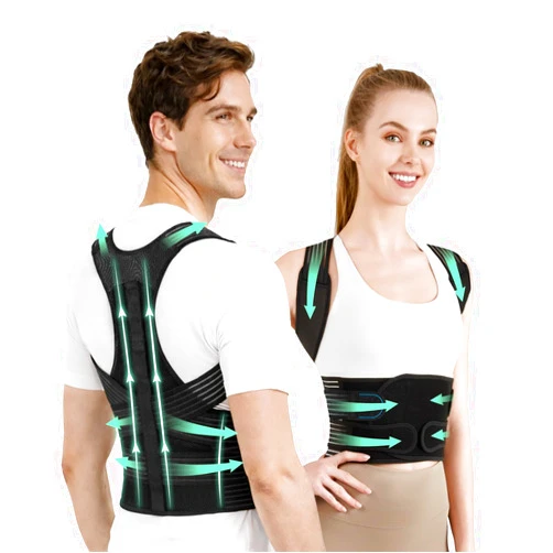 KUHJB Back Brace Posture Corrector for Women and Men, 4-Point Back Support System for Upper/Lower Back Pain Relief, Scoliosis & Hunchback Correction, Adjustable & Breathable Shoulder Straightener, Medium