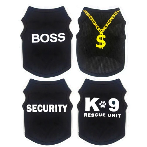 Generic 4 Pack Dog Clothes for Small Dogs Black Security Dog Shirt Soft Chihuahua Clothes Cute Male Dog Clothes Pet Clothing for Small Dog Boy Teacup Dog XXS