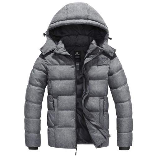 Wantdo Men's Hooded Winter Coat Warm Puffer Jacket Thicken Cotton Coat with Removable Hood