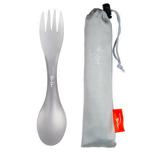TiTo Titanium Outdoor Camping Picnic titanium Spoon Tableware titanium alloy Fork Ultralight pure titanium Spork (Sandblasting)