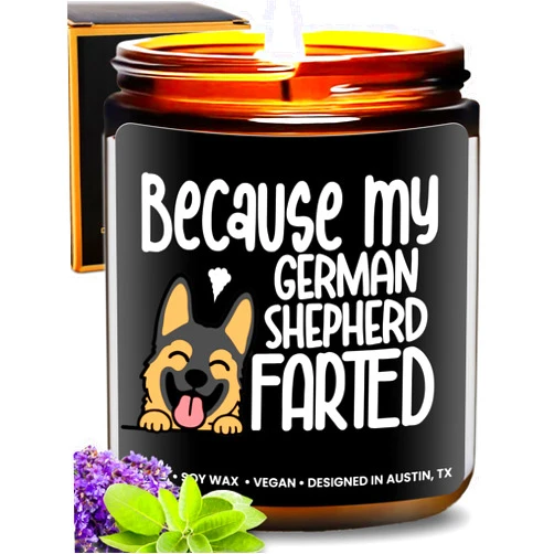 Rosa Vila Funny German Shepherd Candle, German Shepherd Gifts for Women, Unique Funny Dog-Themed Gift Ideas, Best Present for Pet Lovers, Perfect Presents for Dog Mom & Dad, Birthday, Christmas, Gift-Ready