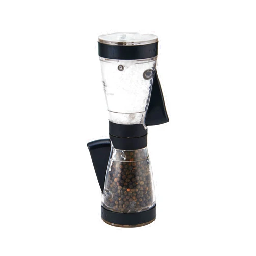 KAMENSTEIN One-Handed 2-in-a-1 Dual Salt and Pepper Grinder-Adjustable and Refillable, 8-Inch, Black