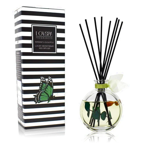 LOVSPA Peppermint & Eucalyptus Unwind Luxury Home Fragrance Diffuser Reeds Set | A Blend of Fresh Peppermint Sprigs, Aromatic Eucalyptus & Creamy Vanilla