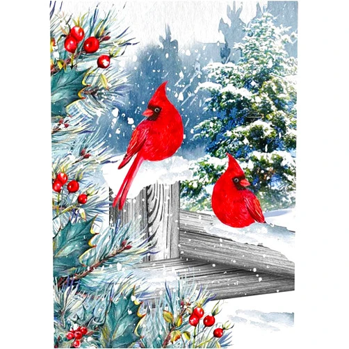BOHADIY Winter Cardinal Christmas Diamond Art Painting Kits for Adults - Full Drill Diamond Art Paintings for Beginners, Round 5D Paint with Diamonds Gem Art Painting Kits DIY Adult Crafts 12x16inch