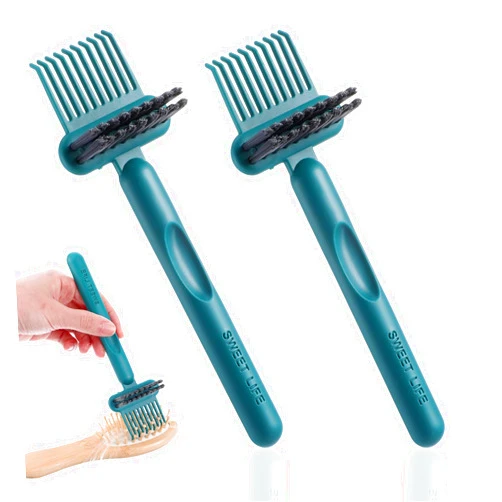 Qianyu 2Pcs 2-in-1 Hair Brush Cleaner & Remover Tool Brush Cleaning Tool Comb Cleaner Effective Hairbrush Cleaner Hair Brush Remover Rake for Man Woman Home Travel Salon Removing Hair Dust