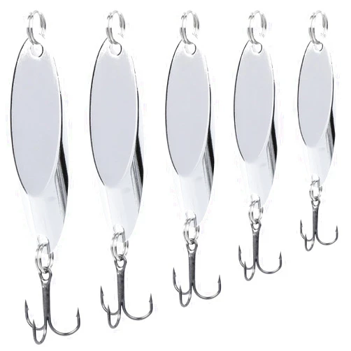 FREGITO 5pcs Fishing Lures Fishing Spoons, Trout Lures Bass Lures Hard Metal Spinner Baits for Salmon Bass Trout