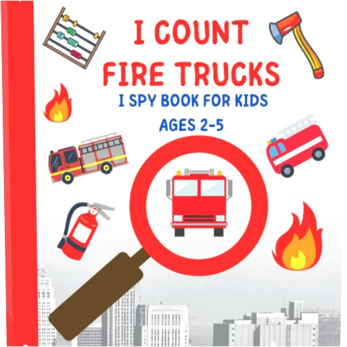 Jaco Design I Count Fire Trucks! I Spy Book for Kids Ages 2-5: Activity Book For Toddlers and Children! Search and Find Activities for All Boys and Girls!