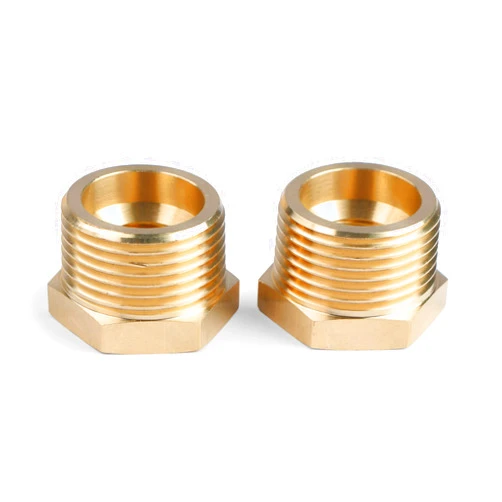 U.S. Solid 2pcs Brass Reducer Hex Bushing Brass Threaded Pipe Fitting (1