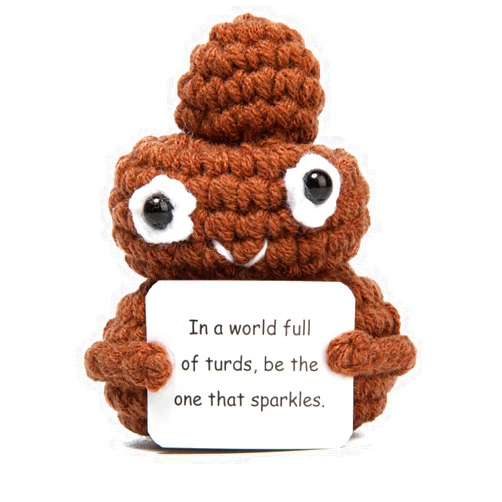 Avgiedy Positive Poop- Emotional Support Funny Gag Gifts for Brother, Dad, Best Friends, Coworkers, Teen Boy, Cute Crochet Poo Home Office Decor Christmas Stocking Stuffers