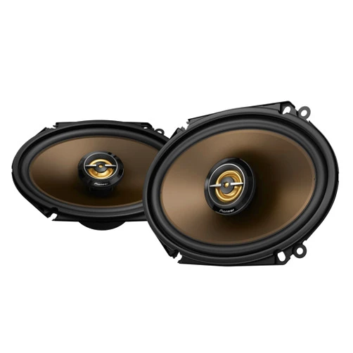 PIONEER A-Series MAX TS-A683FH, 2-Way Coaxial Car Audio Speakers, Full Range, Clear Sound Quality, Easy Installation and Enhanced Bass Response, Full Gold Colored 6” x 8” Oval Speakers