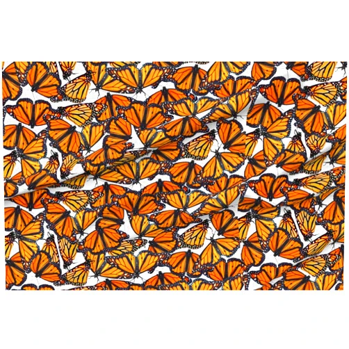 Spoonflower Fabric - Monarch Butterflies Butterfly Orange Flight Flying Insect Printed on Petal Signature Cotton Fabric by The Yard - Sewing Quilting Apparel Crafts Decor
