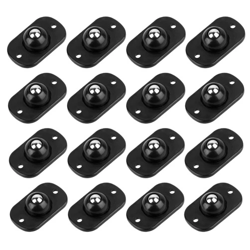 InnoHHustle 16 Pcs Self Adhesive Mini Caster Wheels 360° Swivel Mini Appliance Rollers Smooth Rotation Appliance Ball Sliders Universal Wheel Transfers for Storage Box Small Furniture Kitchen Appliances (Black)