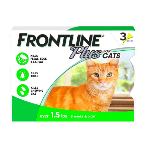 FRONTLINE Plus Flea and Tick Treatment for Cats Over 1.5 lbs., 3 Treatments