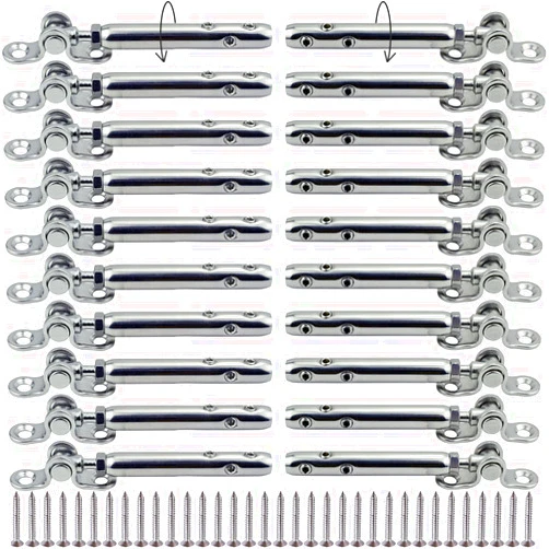 Iutuuk Swageless Cable Railing Hardware Kit, for 1/8 Stainless Steel Cable Railing System, for Wood Posts, Adjustable Angle Swageless Tensioners Left & Right 10 Pairs