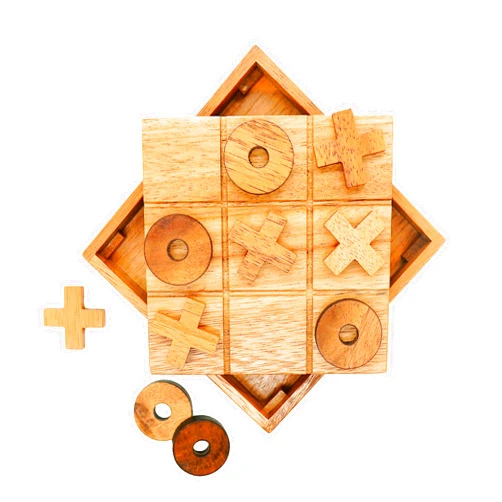 BSIRI Wooden Tic Tac Toe Game - Brain Teaser Puzzles for Adults and Unique Gifts for Kids, Coffee Table Decor Living Room Decor Modern Wood Decor, Classic Board Games for Family (5.5 Inch)