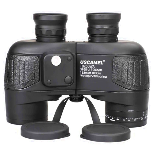 USCAMEL 10x50 Marine Binoculars for Adults, Waterproof Binoculars with Rangefinder Compass BAK4 Prism FMC Lens Fogproof for Navigation Birdwatching Hunting