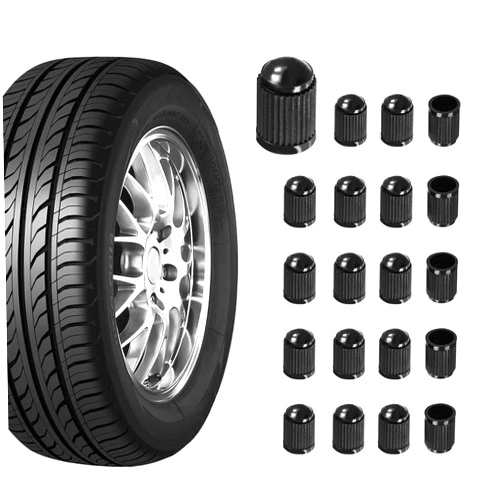 Ziciner 20 PCS Tire Valve Stem Caps, Plastic Car Tyre Valve Cap with O Rubber Seal, Dustproof Airtight Seal Wheel Stem Covers, Universal Accessories for Cars, SUVs, Bicycles,Trucks (Black)