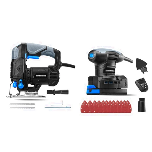 Hammerhead Jig Saw (HAJS048) and Detail Sander (HADS014) with Accessories