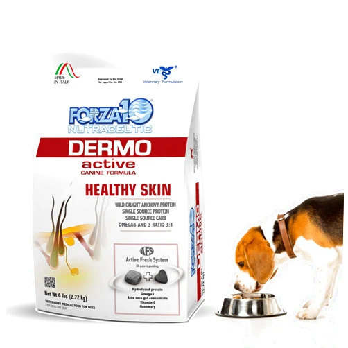Forza10 Dermo Allergy Dog Food, Dog Food for Allergies and Itching, Dry Dog Food for Skin Allergies, Fish Flavor Sensitive Stomach Dog Food, Sensitive Stomach Dog Food Adult Dogs All Breeds, 6 Pounds