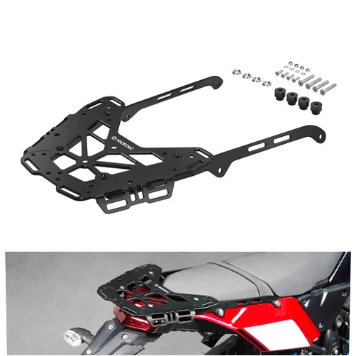 NICECNC Black Motorcycle Rear Luggage Rack Luggage Cargo Rack Compatible with Yamaha Tenere 700/XTZ700 2019-2024, Tenere 700 Rally Edition 2020-2024, 6061 Aluminum, Q235 Steel, Tenere 700 Accessories