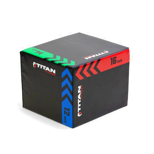 Titan Fitness Youth Heavy Foam Plyometric Jump Box, 12in 14in 16in, Pro-Duty Foam Plyo Box, Step Up Exercise Platform, Box Squat workout Step, Box Jumps for Home Gym, Box Jump Plyometric Box