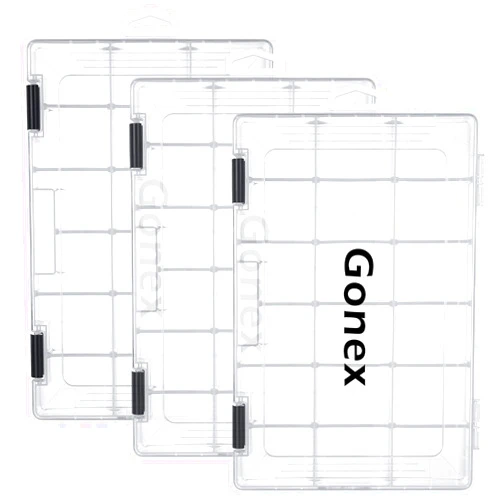 Gonex Fishing Tackle Boxes, 3600 3700 Tackle Trays with Adjustable Dividers, Clear Plastic Tackle Box Organizer Storage for Fishing Lure Bait Hook Jewelry Craft Beads Earring Container, 3 or 4 Packs