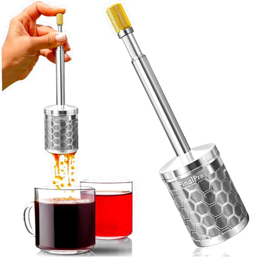 FinalPress Original Coffee & Tea Maker – Portable Stainless Steel Micro French Press – Patented 3-in-1 Technology for Hot, Iced & Cold Brew – Perfect for Home, Camping & Travel (UPGRADED V2)