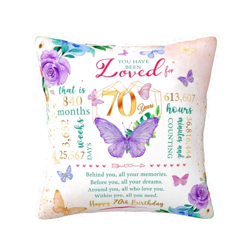 Skizbcw 70th Birthday Gifts for Women, Best Gifts for 70 Year Old Woman Birthday, 1954 Meaningful 70th Birthday Gifts for Women, 70th Birthday Decorations for Women Throw Pillow Covers 18×18 Inches