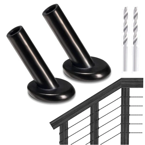 RiaYer 50 Pack 30 Degree Angle Protective Sleeves, Black Cable Railing Corner Protector Sleeve Beveled for 1/8