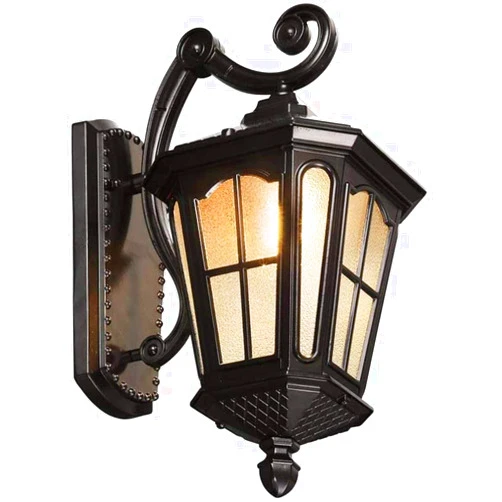 ZJZTD Wall Lamp Antique Rustic Iron Waterproof Outdoor Wall Lamp Industrial Vintage Lantern Light Rainproof Outside Glass Sconce Matte Black Corridor Hallway Wall Lighting (Color : Bronze)-Black