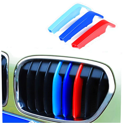 Zufoty 3PCS Car Grille Insert Trims, Decorative Car Front Grill Mesh Trim, M-Colored Tri Grille Insert Trims Strips, ABS Snap-on Front Grill Trim for 2020-2021 G20 G28 3 Series 8-Beam Grille