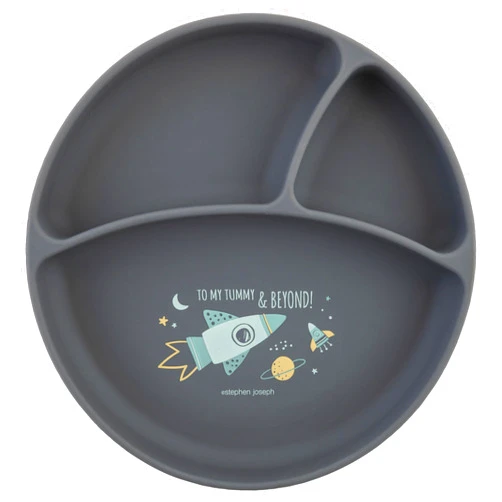 Stephen Joseph Silicone Baby Plate, One size, Space