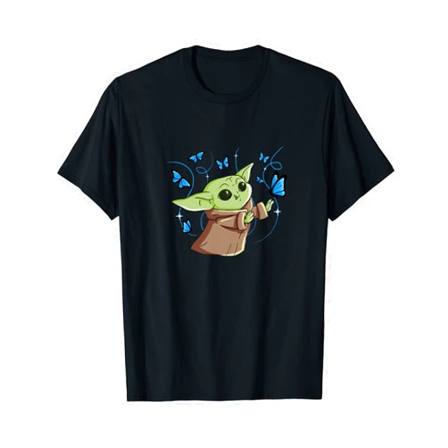Star Wars The Mandalorian The Child with Blue Butterflies T-Shirt
