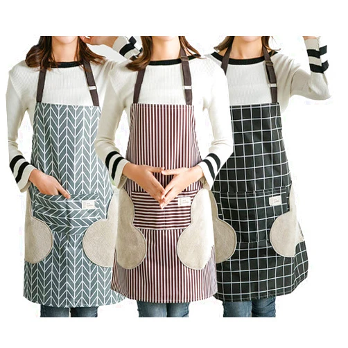 Flycheers 3 Pieces Women Waterproof Apron with Pockets Adjustable Aprons for Kitchen Cooking Cute Kitchen Aprons